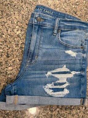 American Eagle Outfitters Distressed Blue Denim Jean Shorts
